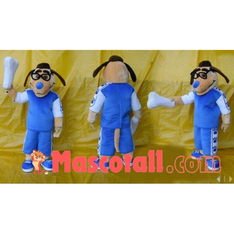Spectacled Dog Holding the Bone Mascot Costume
