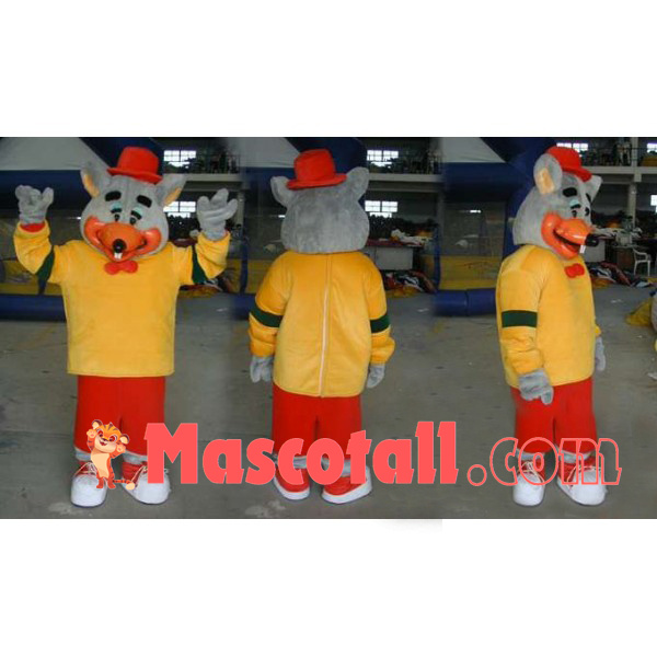 Merry Gray Mouse Mascot Costume Outfit