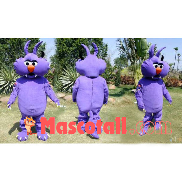 Long Horned Purple Fang Monster Mascot Costume