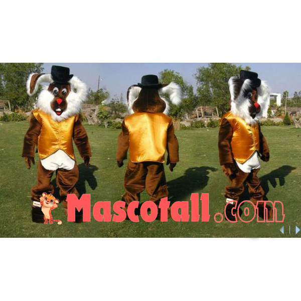 Halloween Bunny With Golden Waistcoat Mascot Costume