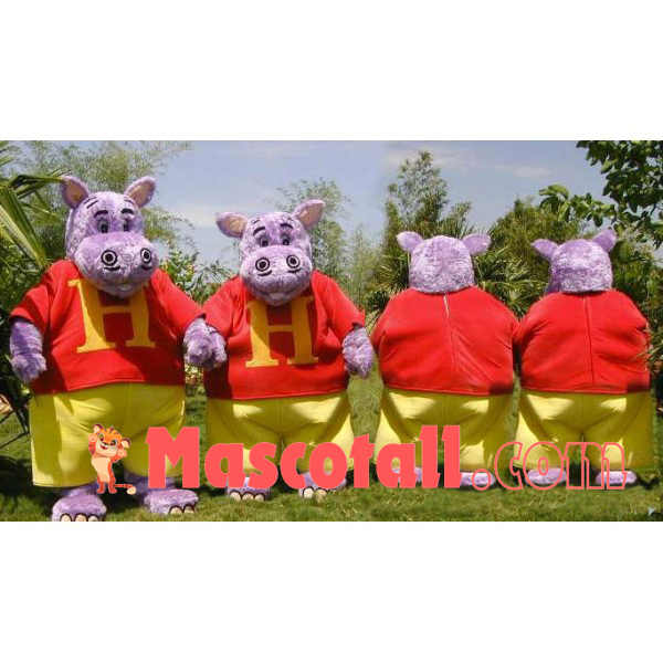 Strong Power Purple Hippo Mascot Costume
