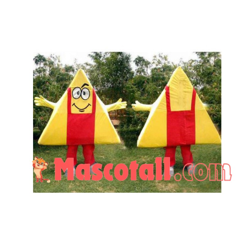 Triangle Doll Wearing Overalls Mascot Costume