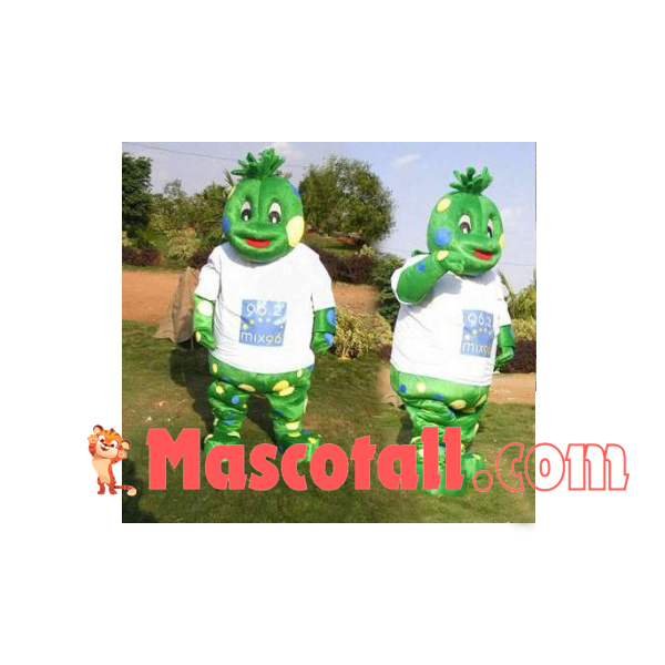 Grass Monster With Colored Dots Mascot Costume