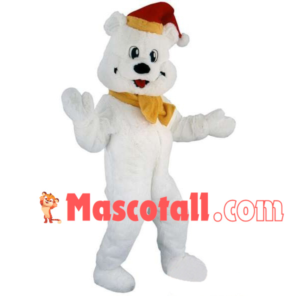 Christmas White Bear Mascot Costume For Party