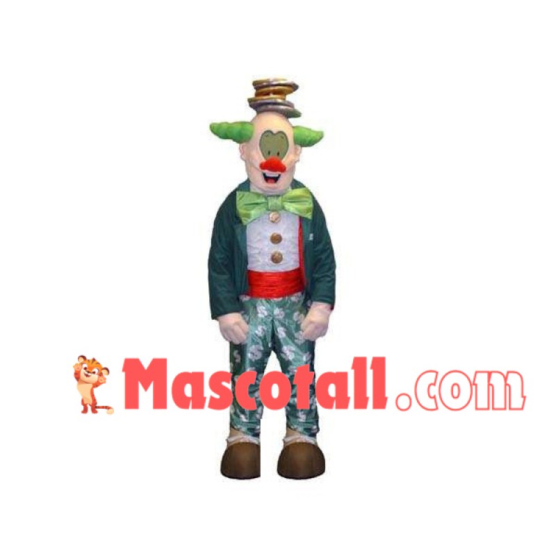 Halloween Clown With Green Horns Mascot Costume