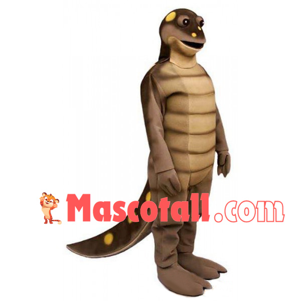 Thin Brown Spotted Dinosaur Mascot Costume
