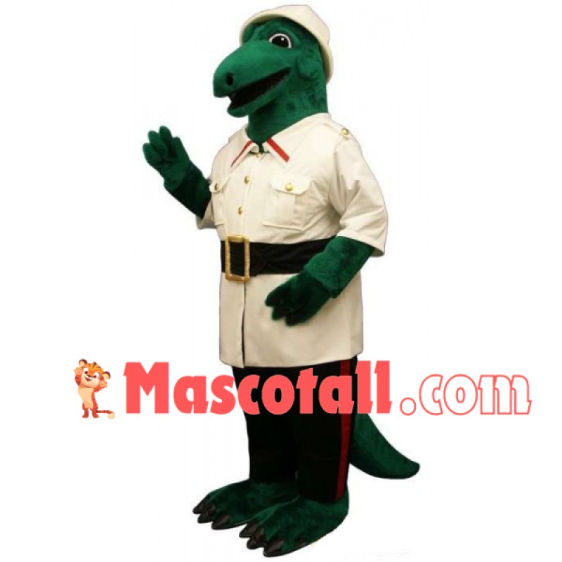 Detective Dinosaur In Overalls Mascot Costume