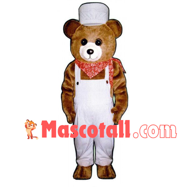 Plush Bear With Printed Square Scarf Mascot Costume