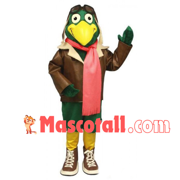 The Warm Green Bird Pilot Mascot Costume