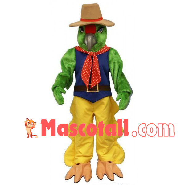 Customized Green Bird Cowboy Mascot Costume