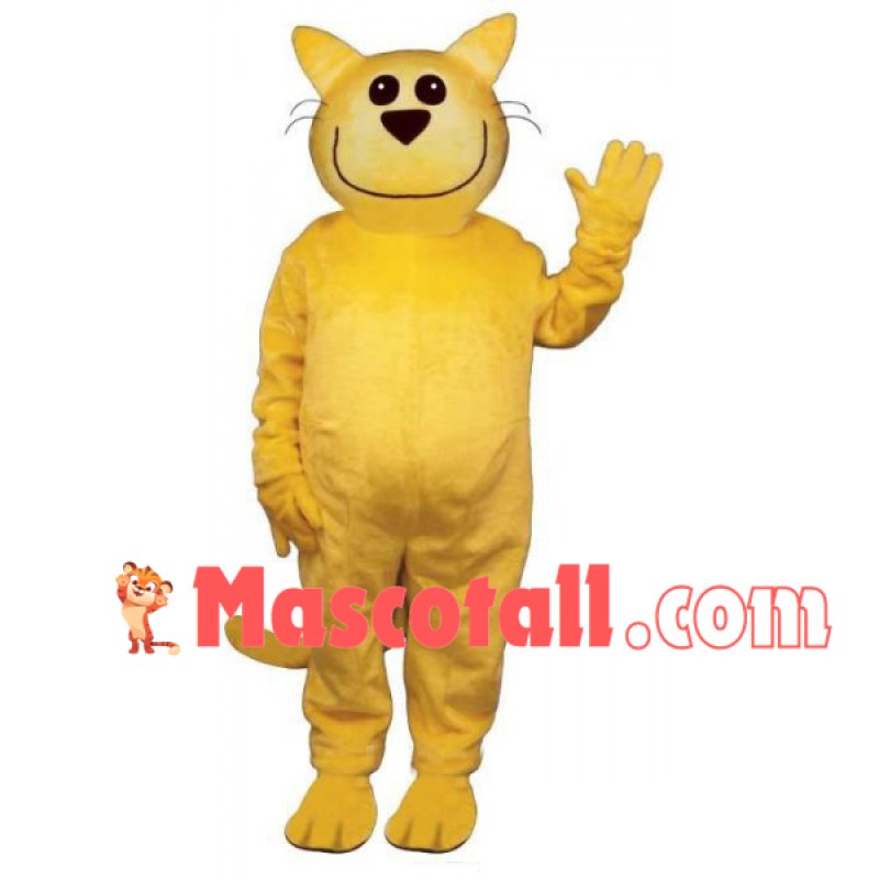 Yellow Cat With Big Smile Face Mascot Costume