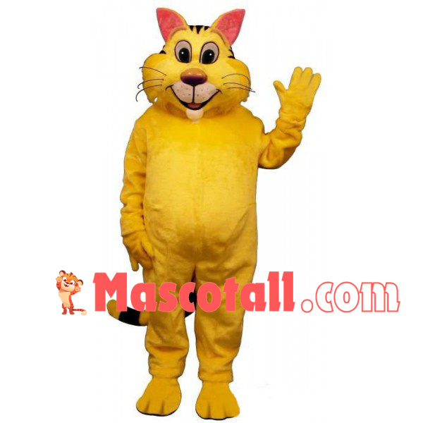 Friendly Yellow Plush Tiger Mascot Costume