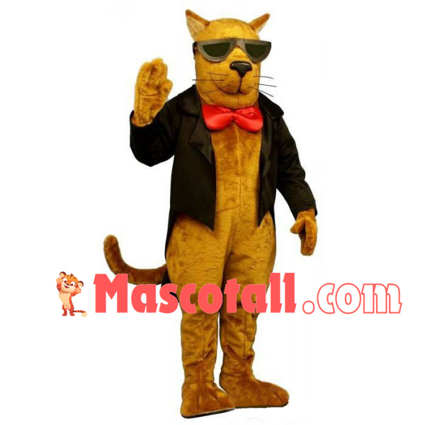 Elegant Brown Dog In The Tuxedo Mascot Costume