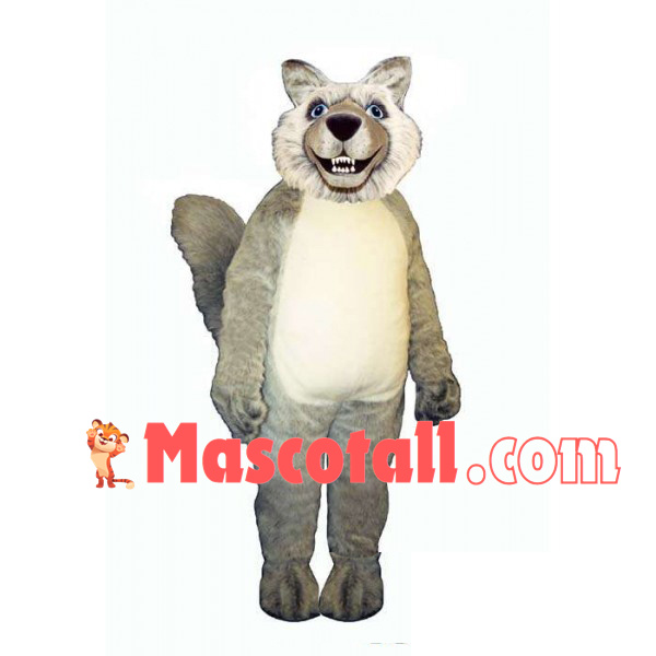 Gray Tiger With Furry Face Mascot Costume