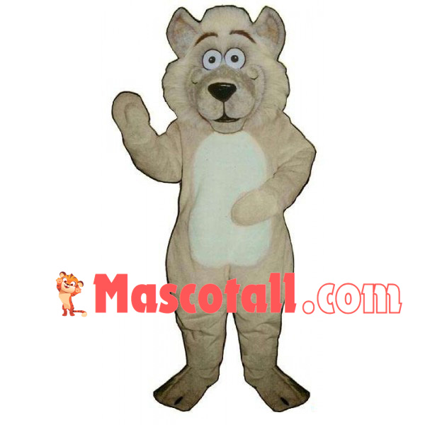 Beige Wolf With Wide Eyes Mascot Costume