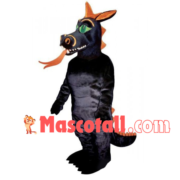 Black Dragon With Long Tongue Mascot Costume
