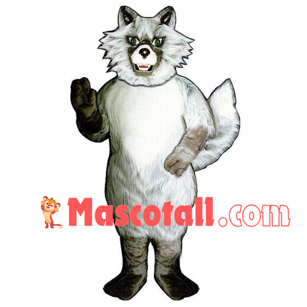 Long Wool Wolf With Green Eyeballs Mascot Costume
