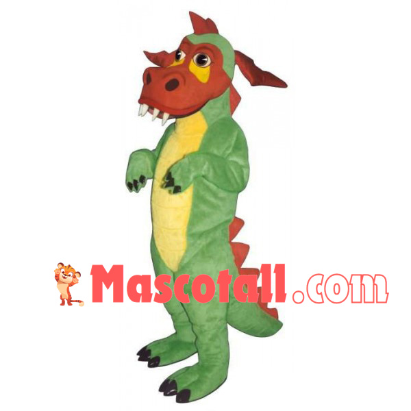 Scary-looking Green Dinosaur Mascot Costume