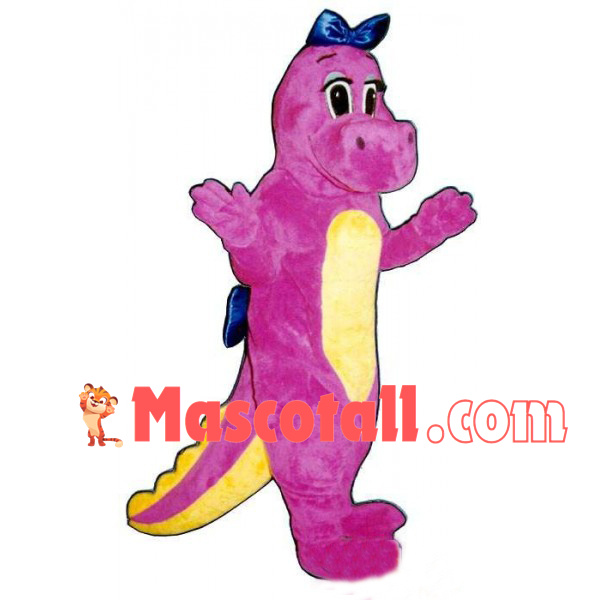 Rose Red Dragon With Bow Mascot Costume