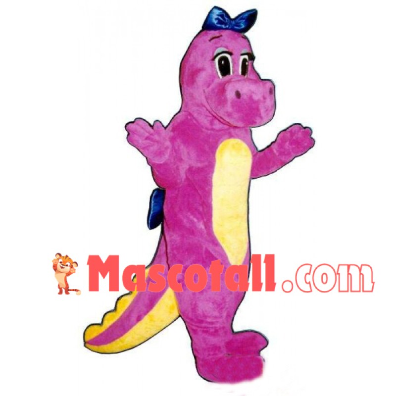 Rose Red Dragon With Bow Mascot Costume