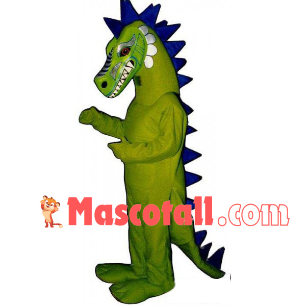Scary Dinosaur With Blue Spines Mascot Costume