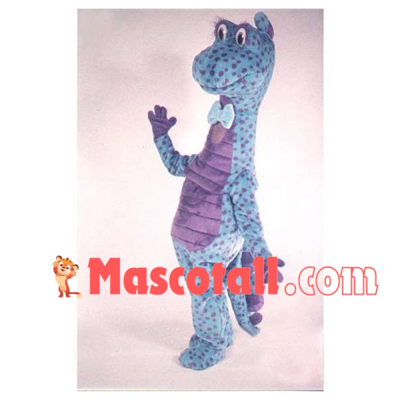Blue Spotted Dinosaur With Long Neck Mascot Costume