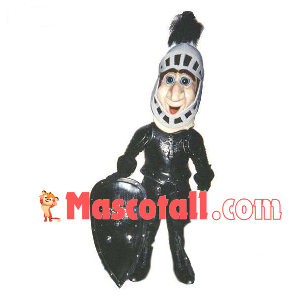Long-faced Soldier Holding Shield Mascot Costume