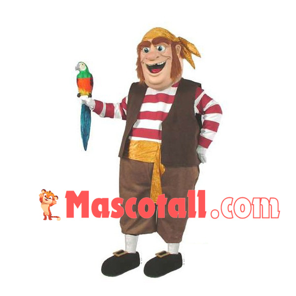 Big Belly Businessman Holding Parrot Mascot Costume