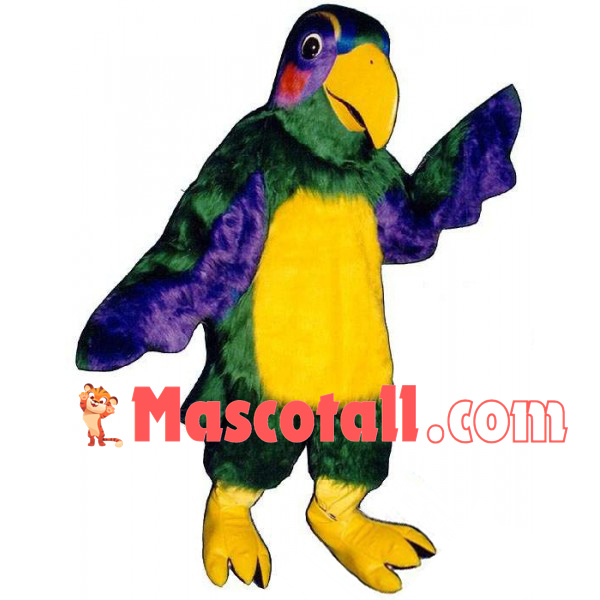 Long-haired Motley Parrot With Smooth Fur Mascot Costume