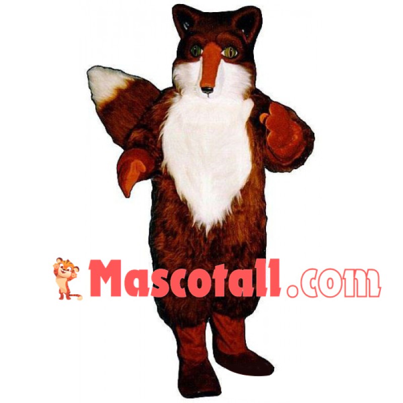 Alert Long Wool Red Fox Mascot Costume