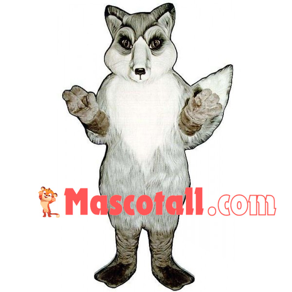 Sturdy Long Wool Gray Fox Mascot Costume