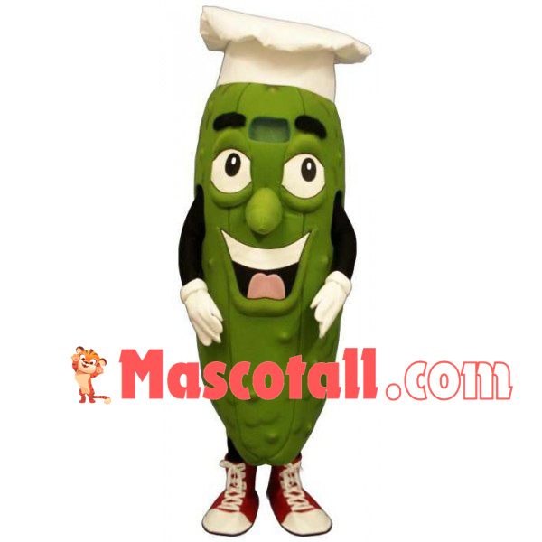 Bitter Melon Wearing Chef Hat Mascot Costume