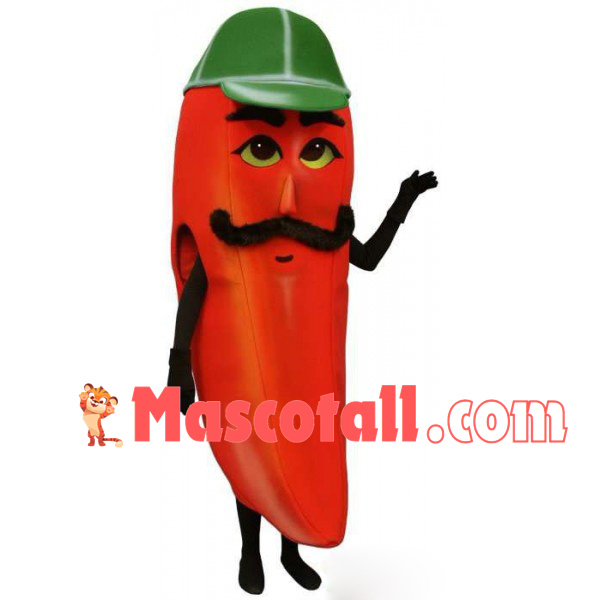 Cartoon Chili Doll With Mustache Mascot Costume