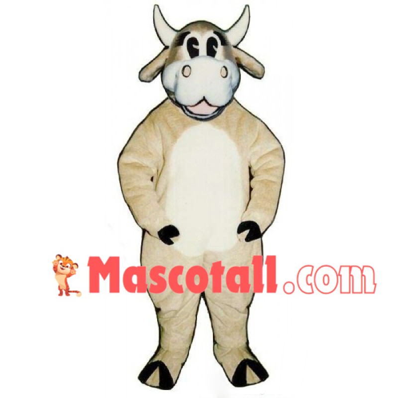 Lively Plush Beige Cattle Mascot Costume