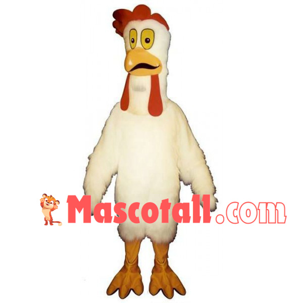 Frightened White Chicken Mascot Costume