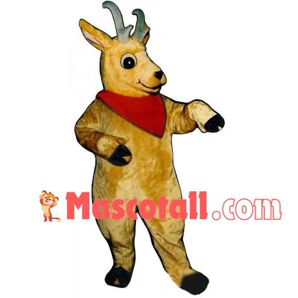 Young Deer Wearing Red Kerchief Mascot Costume