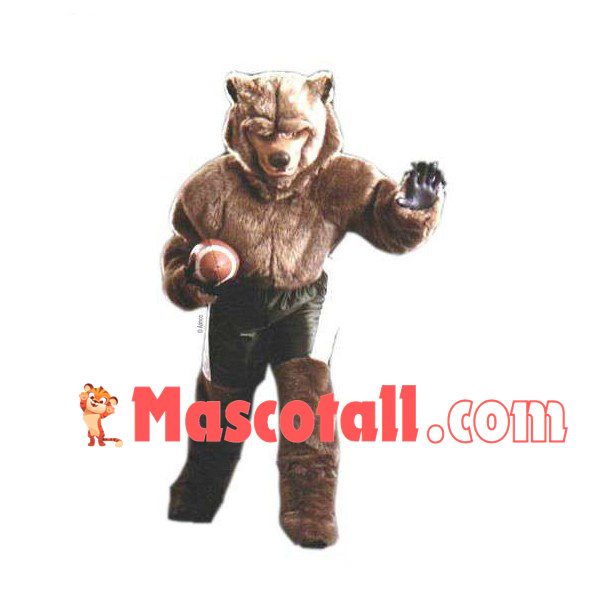 Shaggy Wolf Playing Rugby Mascot Costume