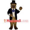 Gentleman Bear With Gold Rim Glasses Mascot Costume