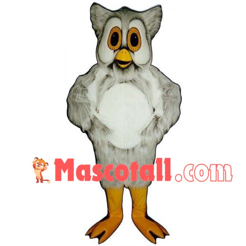 Long Fur Owl With Big Eyes Mascot Costume
