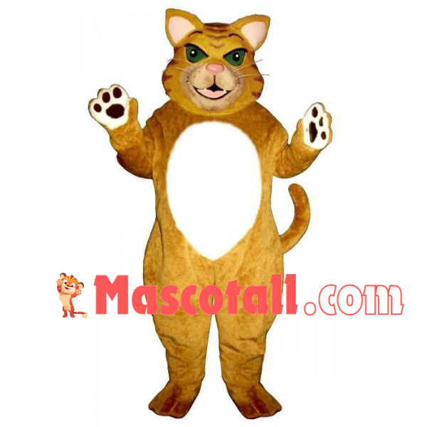 Lively Brown Tiger With Green Eyes Mascot Costume