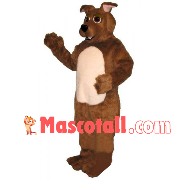 Furry House Dog With Ribbed Ears Mascot Costume