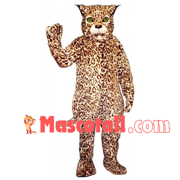Threatening Green-eyed Leopard Mascot Costume