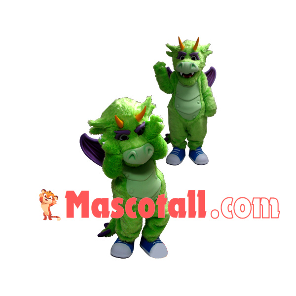 Green Plush Flying Dragon Mascot Costume