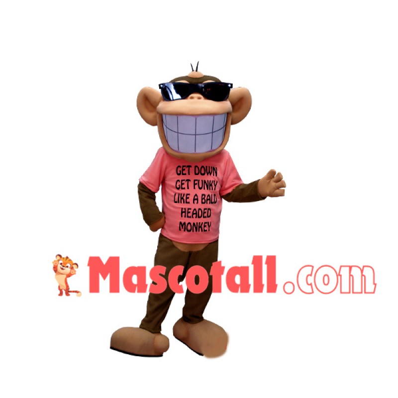 Excited Monkey In Letter Print Top Mascot Costume