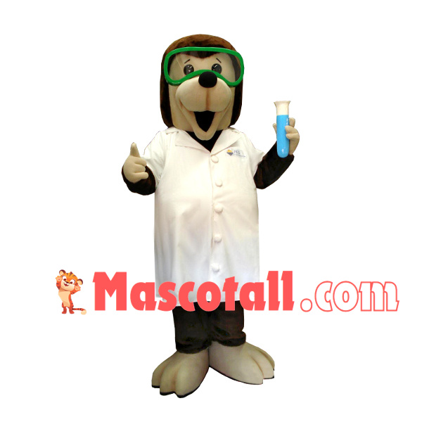 Scientist Bear Wearing Goggles Mascot Costume