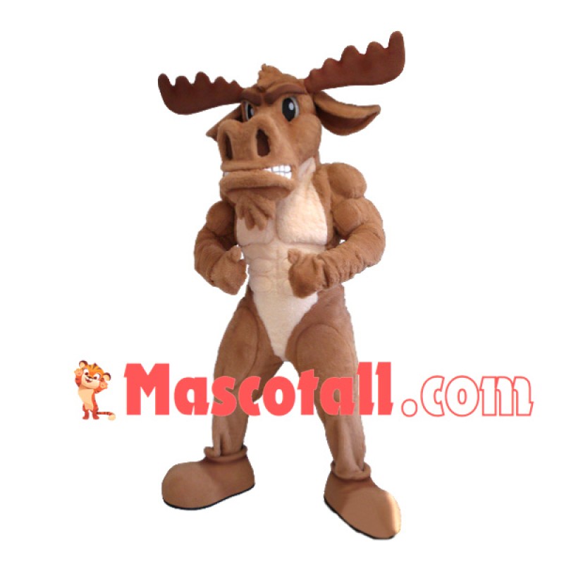 Imposing Muscular Moose Mascot Costume