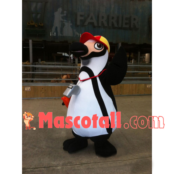 Interesting Penguin With Cap Mascot Costume