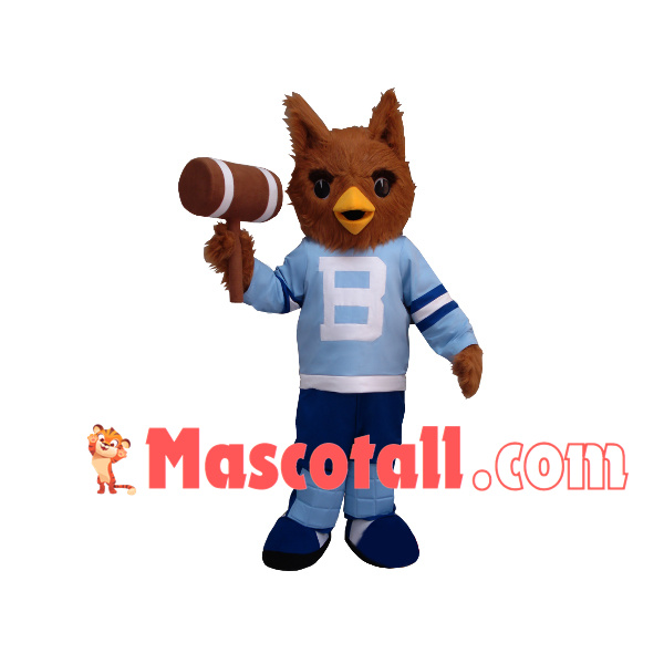 Serious Owl Holding Mallet Mascot Costume