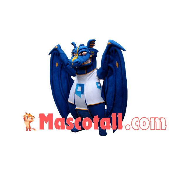 Blue Evil Dragon With Huge Wings Mascot Costume