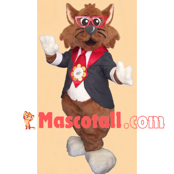 Principal Cat With Sunflower Tie Mascot Costume